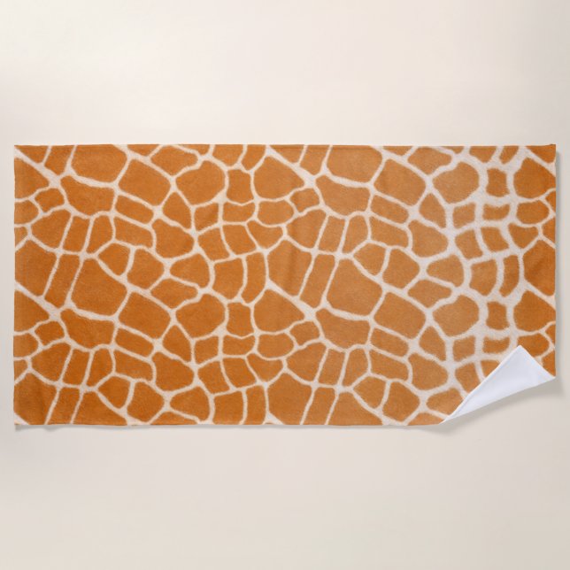 Giraffe Fur Realistic Exotic Animal Print Luxury Beach Towel (Front)
