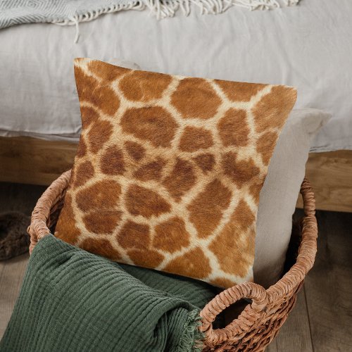 Giraffe Fur Spots Realistic Looking Throw Pillow