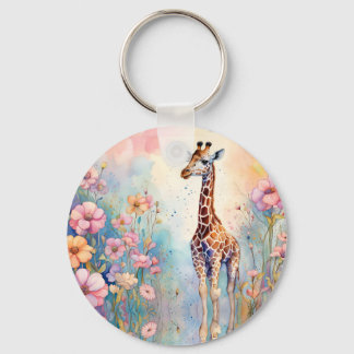 Giraffe Garden Pastel Keychain