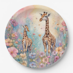 Giraffe Garden Pastel Paper Plates