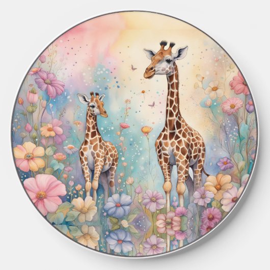 Giraffe Garden Pastel Wireless Charger (Front)