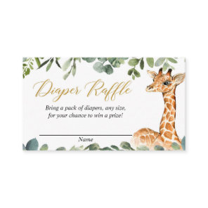 Giraffe gender neutral baby diaper raffle cards
