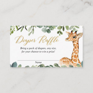 Giraffe gender neutral baby diaper raffle cards
