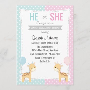 Giraffe Gender Reveal Party Invitation by melanileestyle at Zazzle