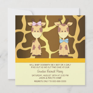 Giraffe Gender Reveal Party Invitation