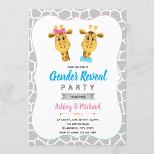 Giraffe gender reveal party invitation