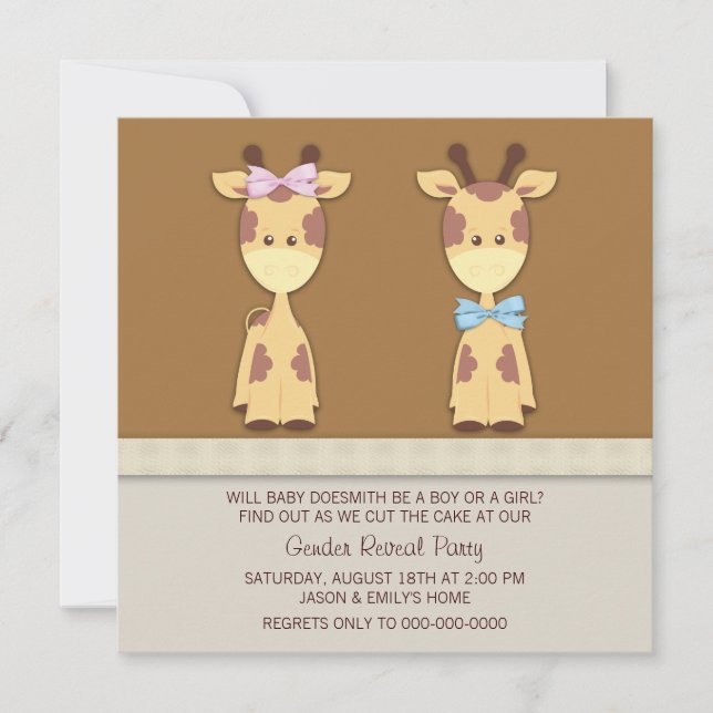 Giraffe Gender Reveal Party Invitation (Front)