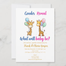 Giraffe Gender Reveal with Balloons