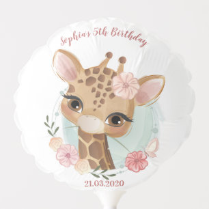 Giraffe Girl Birthday Baby Shower Party Balloon