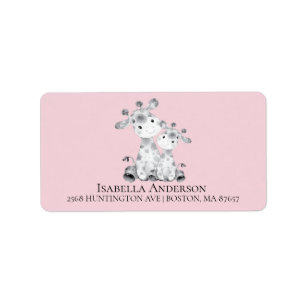 Giraffe Girls Baby Shower Address Label