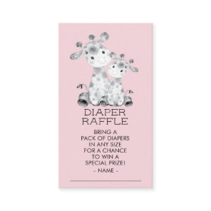Giraffe Girls Baby Shower Diaper Raffle Ticket Enclosure Card
