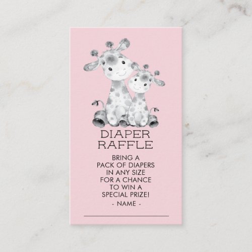 Giraffe Girls Baby Shower Diaper Raffle Ticket Enclosure Card