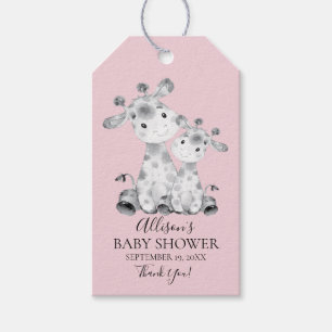 Giraffe Girls Baby Shower Favor Gift Tag