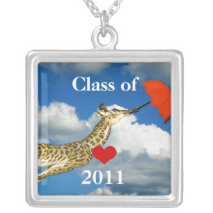 Giraffe Graduation Change to Currrent Year Silver Plated Necklace