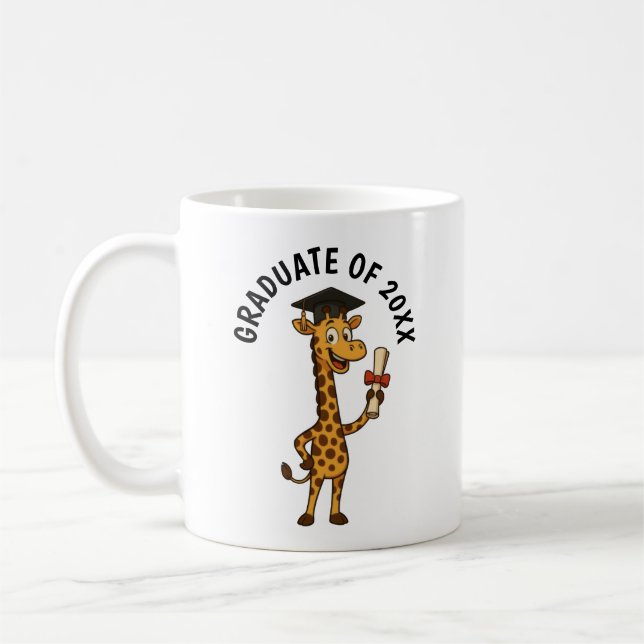 Giraffe Graduation Personalized Coffee Mug (Left)