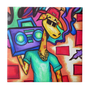 Giraffe graffiti artist tile