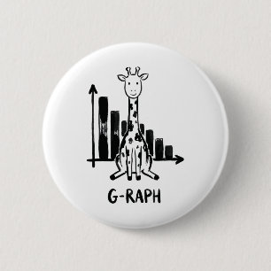 Giraffe Graph Statistics Math Teacher Pun Button