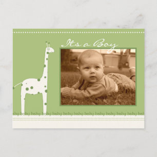 Giraffe Green Its a Boy/girl announcement Postcard