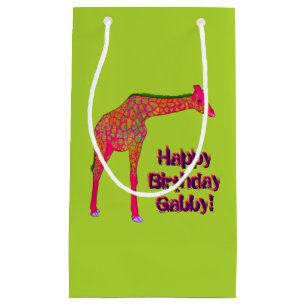 Giraffe, green-Paper Gift Bag, small Bag