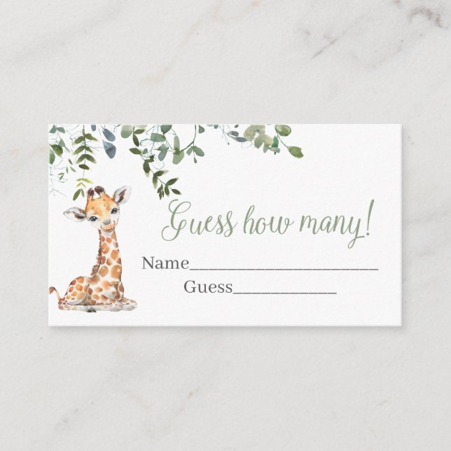 Giraffe Guess How Many  Enclosure Card (Front)