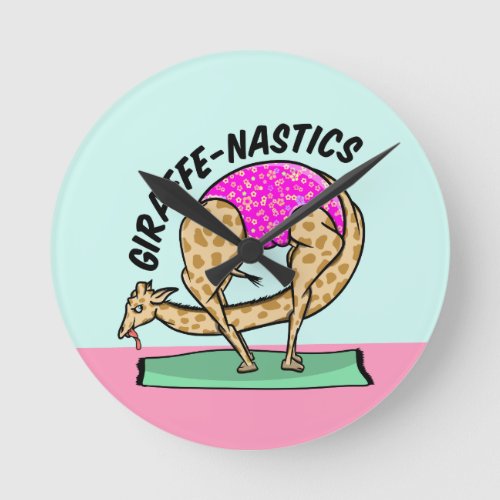 Giraffe gymastics round clock