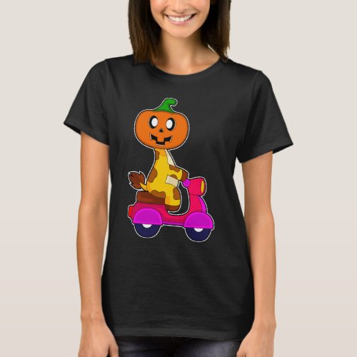 Giraffe Halloween Pumpkin Scooter T_Shirt