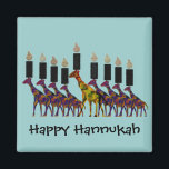 Giraffe Hannukah Menorah Magnets<br><div class="desc">Graphic illustration of a giraffe Hannukah menorah.</div>