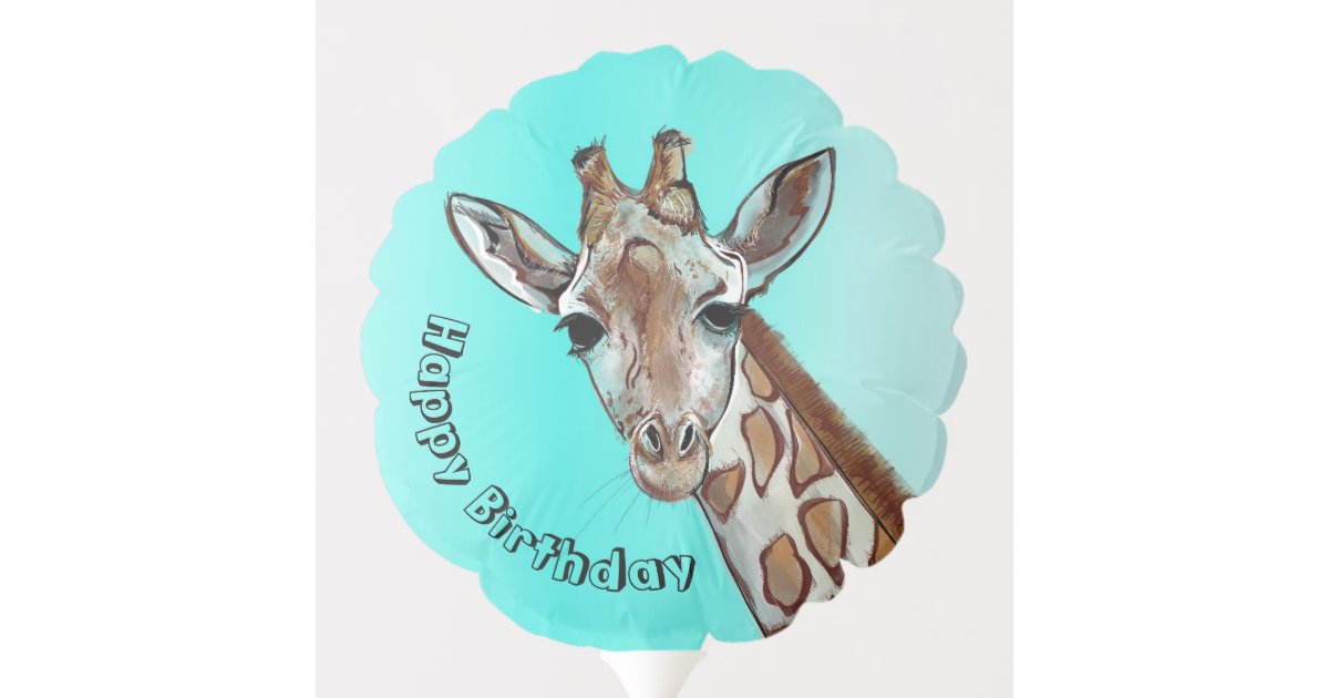 Giraffe Happy Birthday Balloon Zazzle