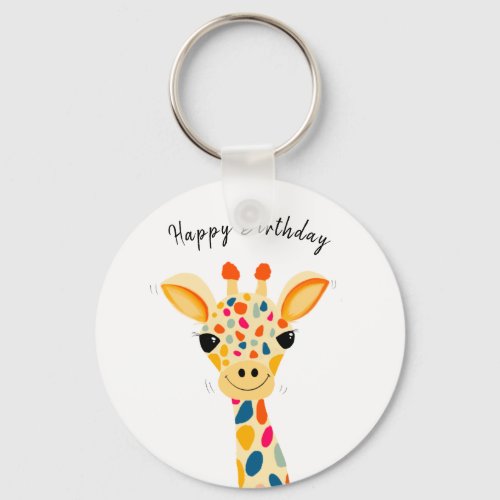 Giraffe happy birthday gift key ring