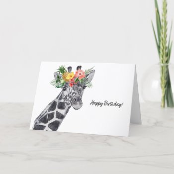 Giraffe Happy Birthday Greeting Card by PinkOwlPartyStudio at Zazzle