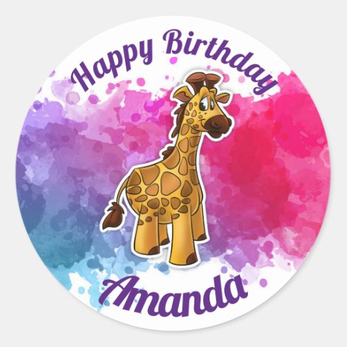 Giraffe Happy Birthday Sticker