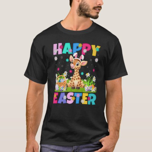 Giraffe  Happy Easter Bunny Giraffe Easter Sunday T_Shirt