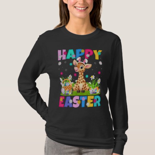 Giraffe   Happy Easter Bunny Giraffe Easter Sunday T_Shirt