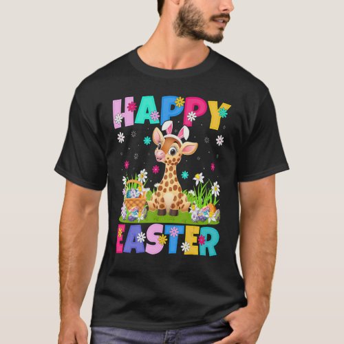 Giraffe   Happy Easter Bunny Giraffe Easter Sunday T_Shirt