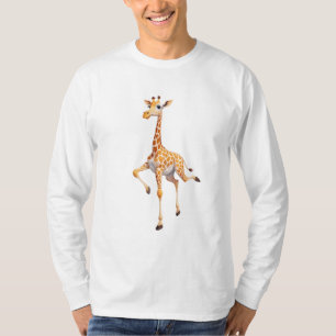 Giraffe Happy Playful Fun Jumping In The Air Joy T-Shirt
