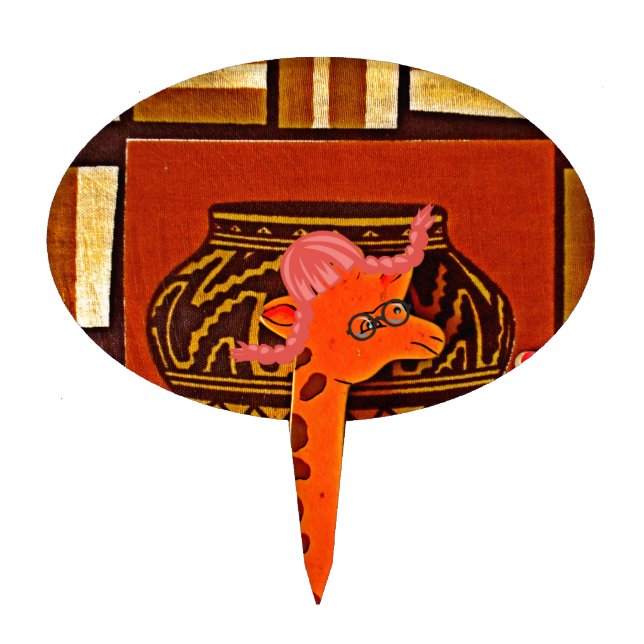 Giraffe Hat Art Print Cake Topper (Front)