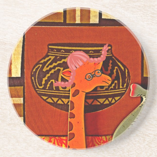 Giraffe Hat Art Print Coaster (Front)