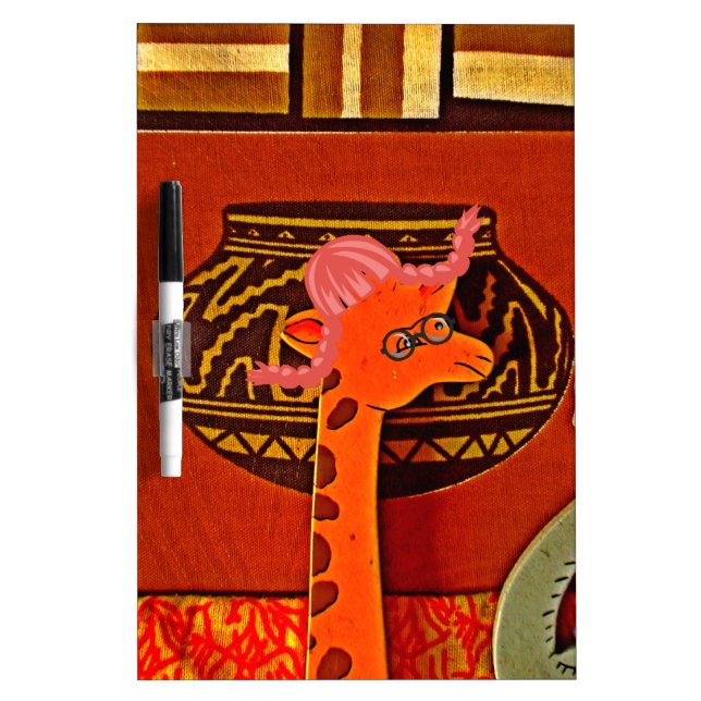Giraffe Hat Art Print Dry Erase Board (Front)