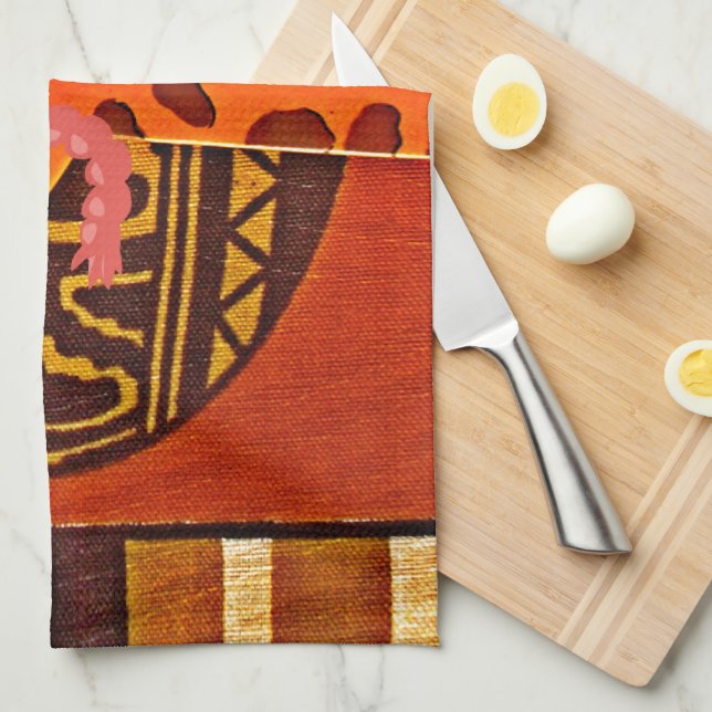 Giraffe Hat Art Print Kitchen Towel (Quarter Fold)