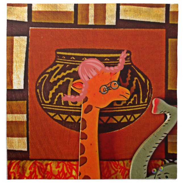 Giraffe Hat Art Print Napkin (Front)