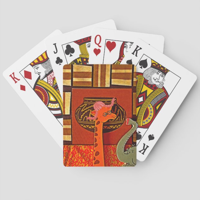 Giraffe Hat Art Print Poker Cards (Back)