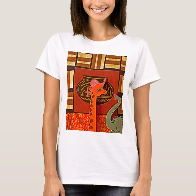 Giraffe Hat Art Print T-Shirt (Front)