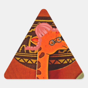 Giraffe Hat Art Print Triangle Sticker