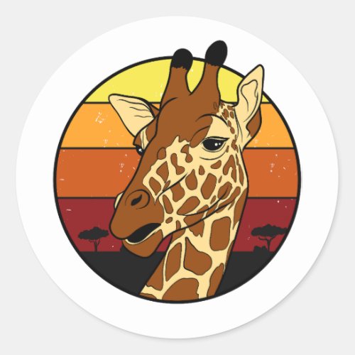  giraffe head classic round sticker