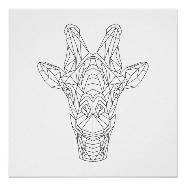 Giraffe Head Geometric Black & White Modern Art Poster (Front)