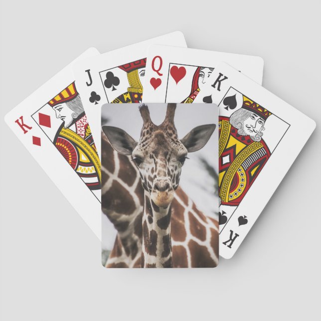 Giraffe head Giraffe fur print African Animal Poker Cards (Back)
