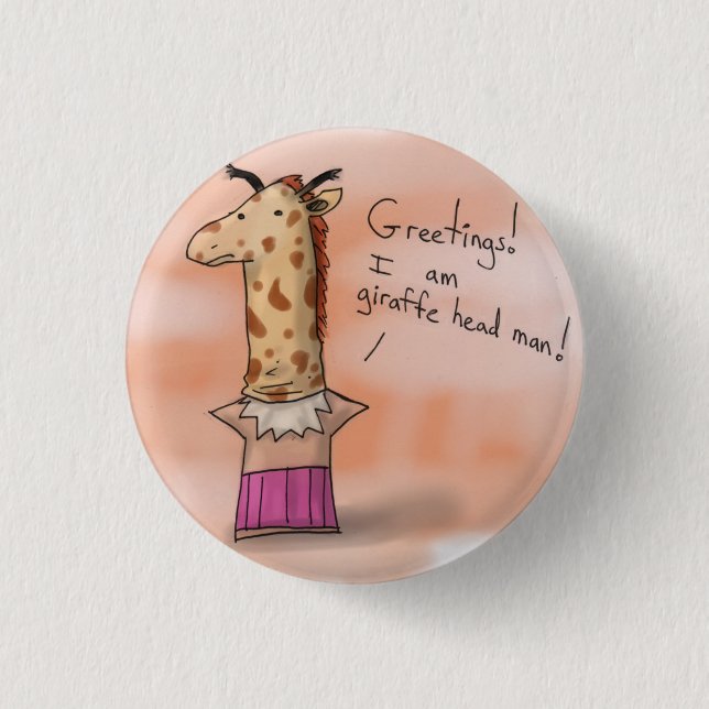 Giraffe Head Man Button (Front)