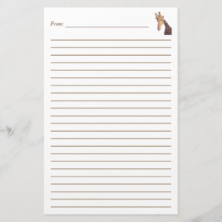 Giraffe Head Painting Lined Stationery