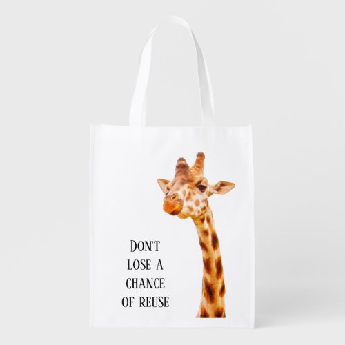 Giraffe Head Reusable Grocery Bag 