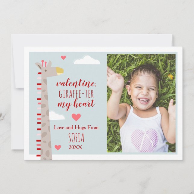 Giraffe Heart Cute Pun Valentine Photo (Front)
